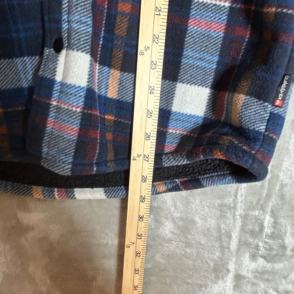 Quiksilver Men Hooded Flannel Shirt Jacket Blue Plaid Sherpa Lined Small Shacket - Picture 10 of 13